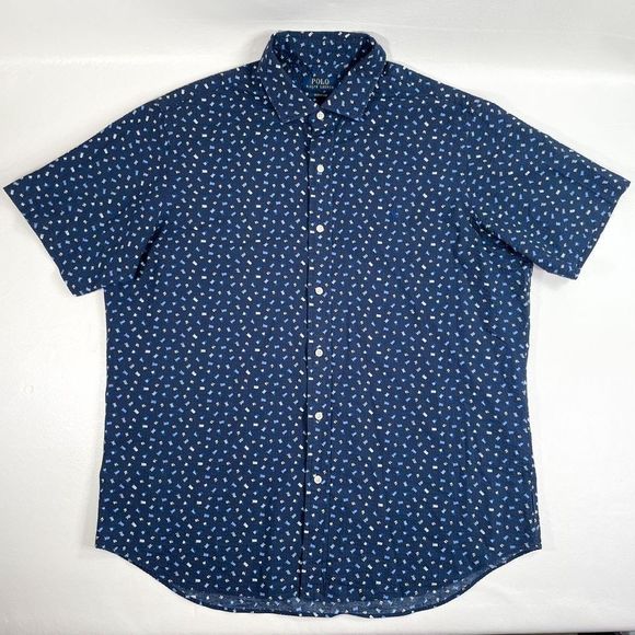 Polo Ralph Lauren Other - Polo Ralph Lauren Seersucker Mens XL Blue Short Sleeve Button Up Shirt